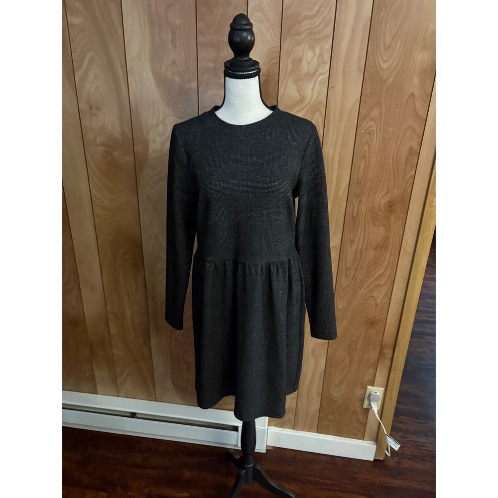 Loft Womens Grey Glen Plaid‎ Long Sleeve Button Back Mini Dress Size M